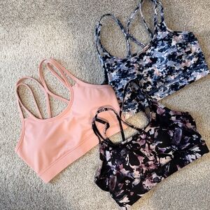 Set of 3 GAIAM Sports Bras in Pink, Black, and Blue